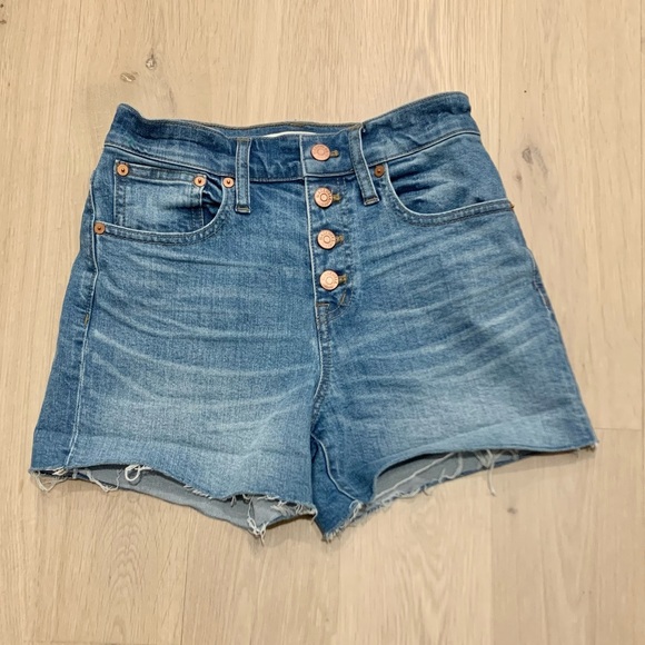 Madewell High Rise Denim Boyshorts Button Through Front Jean Shorts Blue Size 24 - Picture 10 of 16